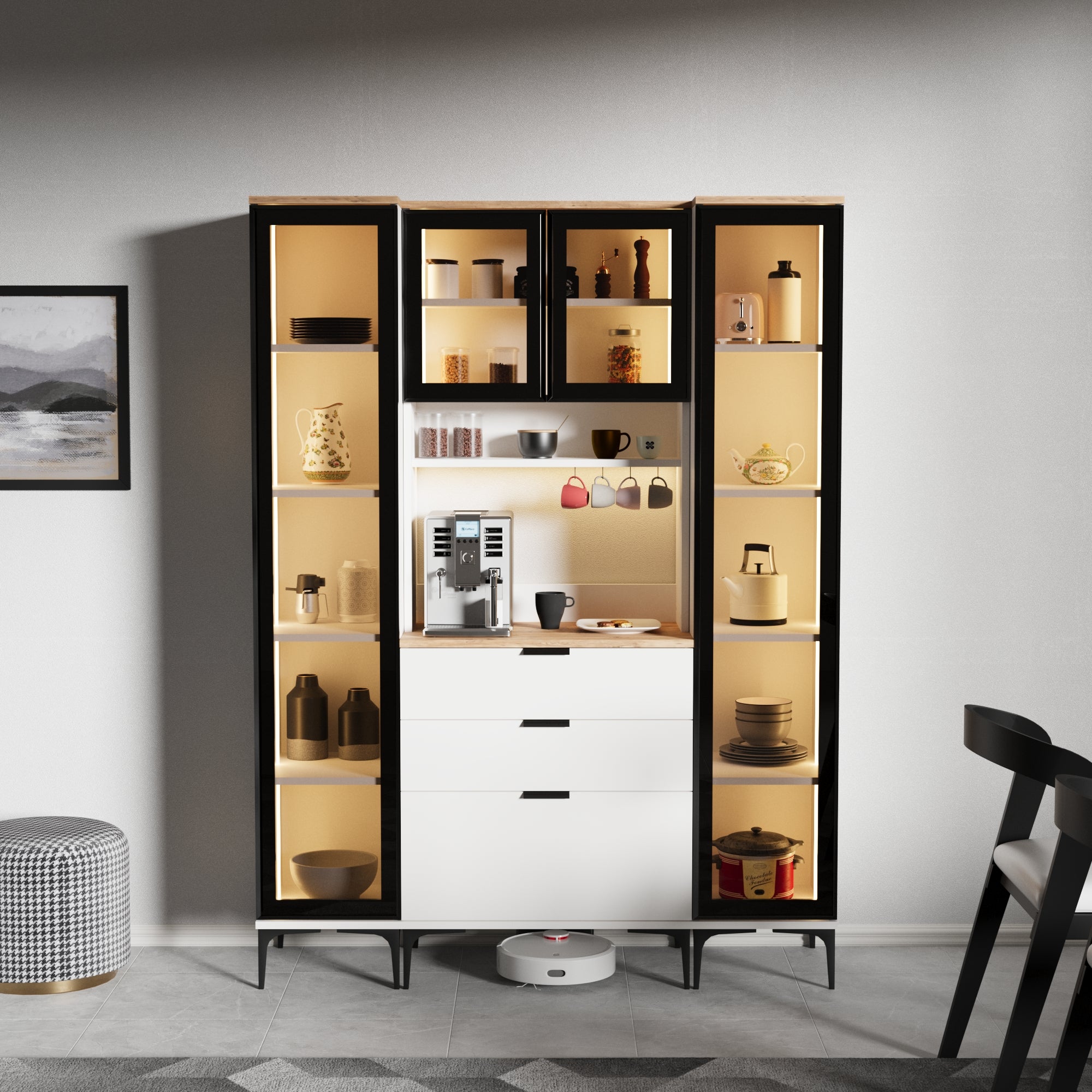 Dibek Çekmeceli + 350 Ledli Dolap (2 Adet) görsel 3