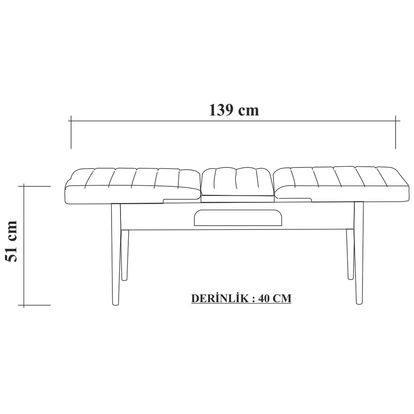 Sembol Bench Ceviz Antrasit görsel 4