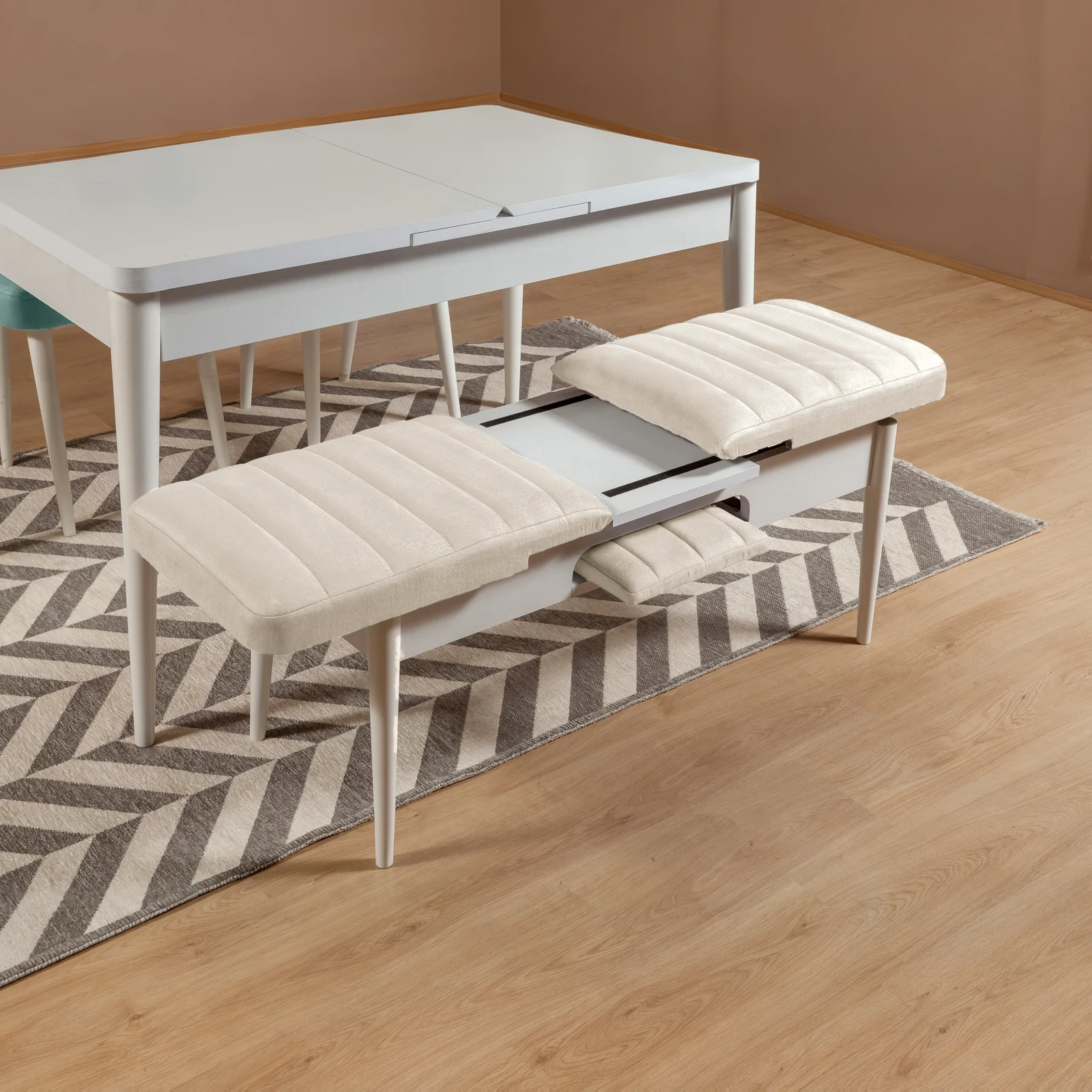 Sembol Bench Beyaz Krem